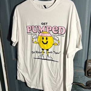 SHEIN White Tee with gym theme